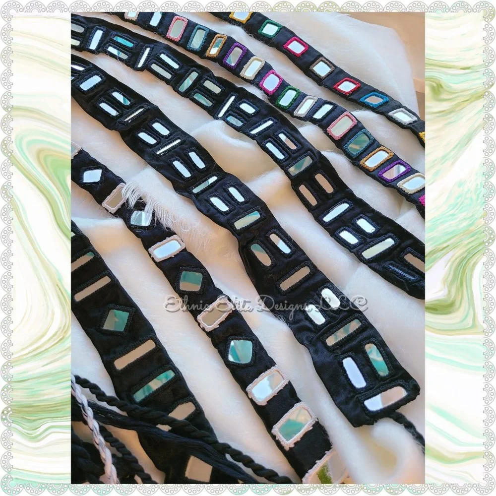 New boutique Women's Handmade Black Satin Silk Waist Belt - Kutchi Work …